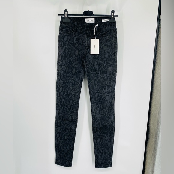 Frame Le Skinny de Jeanne Python Print Jeans Denim - Picture 9 of 9
